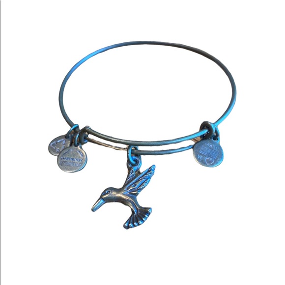 Jewelry - Alex and Ani Adjustable Charm Bangle Humming Bird Charm Gold Tone